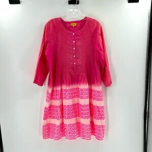 Roberta Roller Rabbit Lightweight Long Sleeve Dress - Pink/White - Large